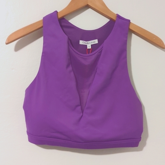 Casa Zeta-Jones Other - New Casa Zeta-Jones Purple Mesh Padded Racerback Yoga Dance Bra Top sz Small